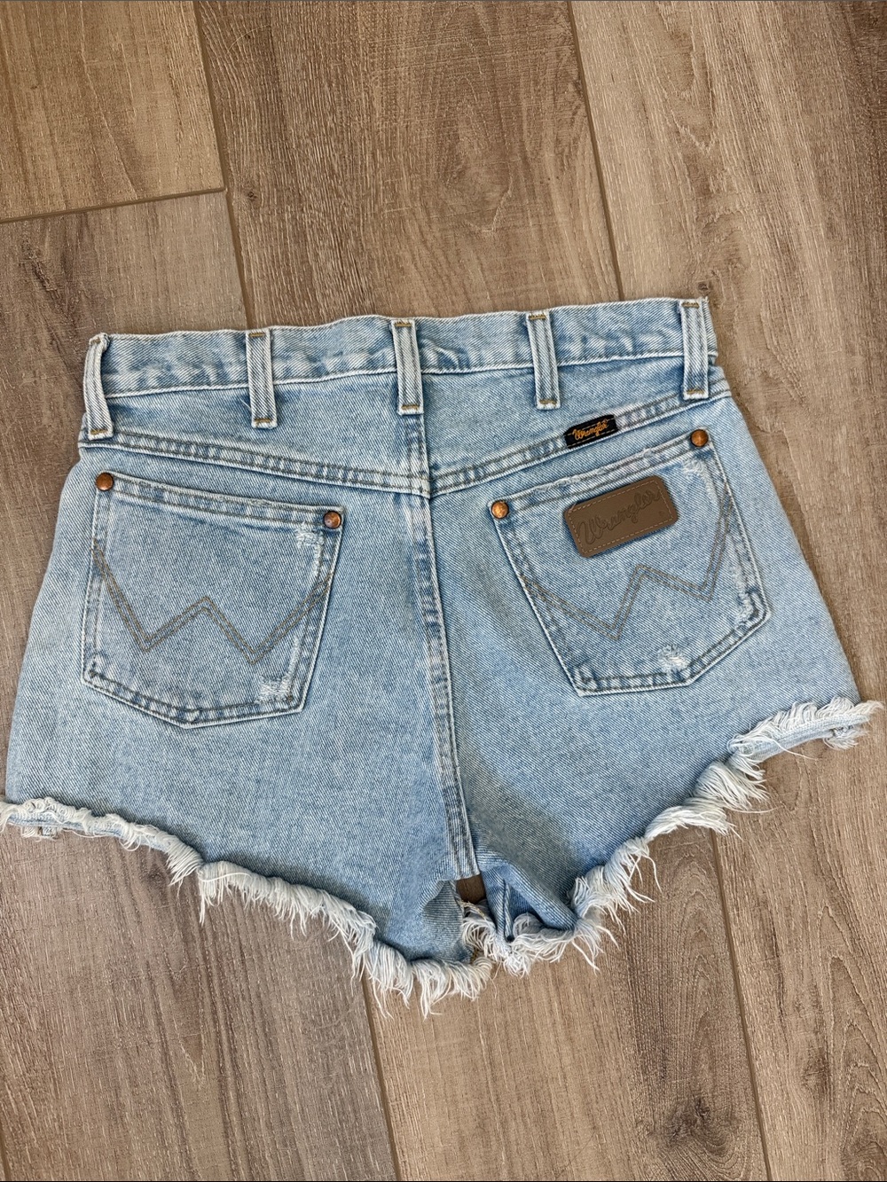 Wrangler Light Blue Frayed Hem Denim Cutoff Shorts